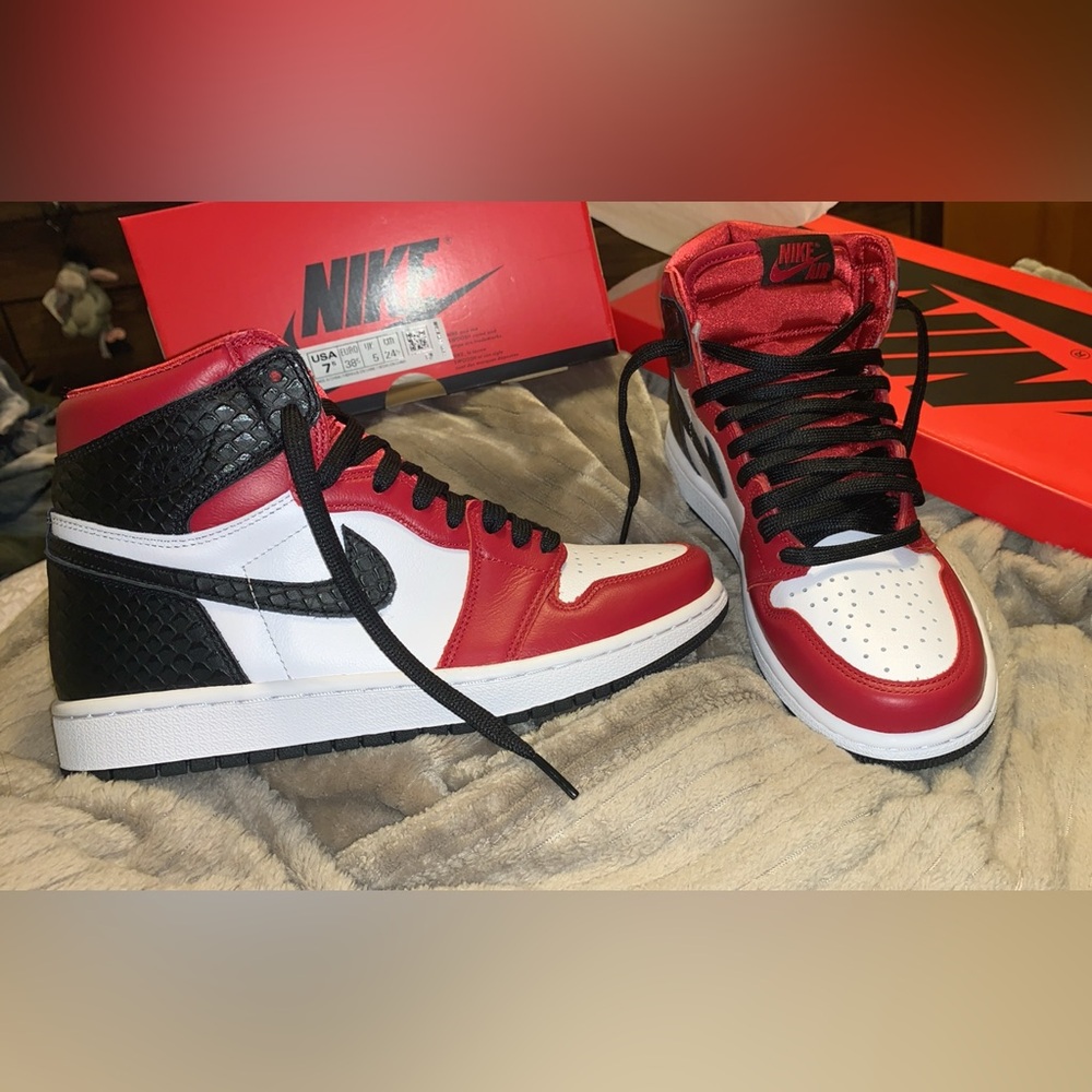 Nike Red and White High-Top Sneakers